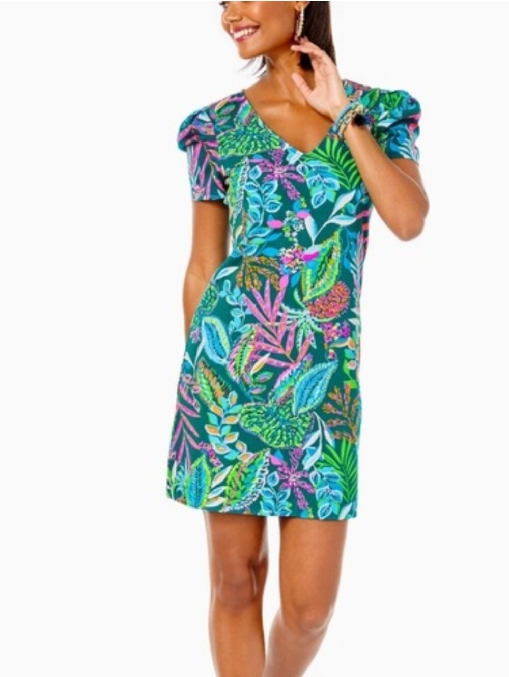 Lilly Pulitzer Aleece Dress- Multi Sunshine Jungle Puff Sleeve